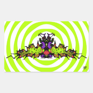 Sad colourful goblin demon creature v2 rectangular sticker