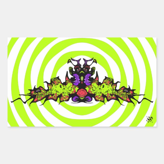 Sad colourful goblin demon creature v2 rectangular sticker (Front)