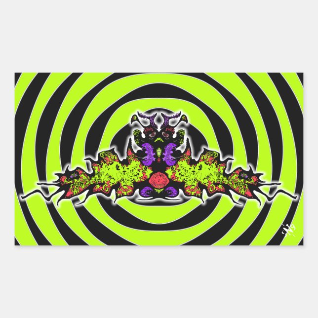 Sad colourful goblin demon creature v3 rectangular sticker (Front)