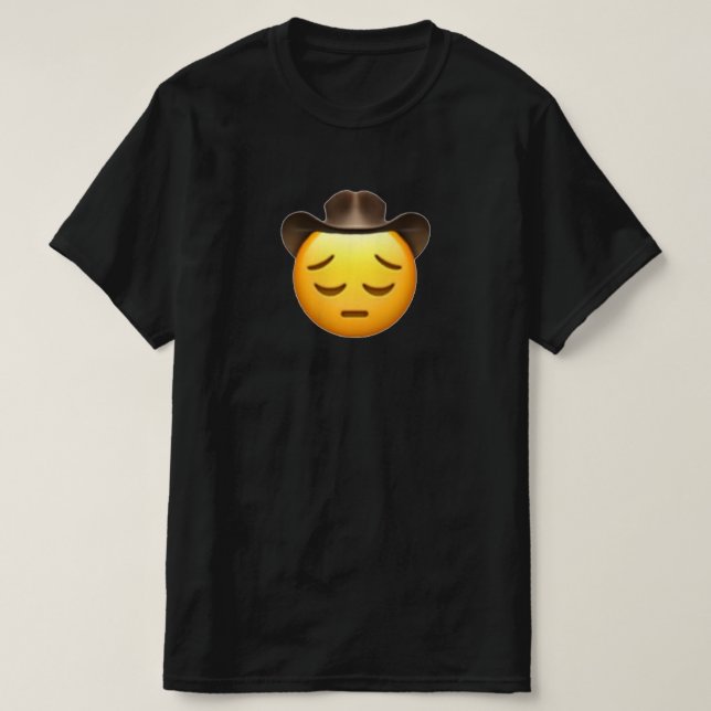 Sad Cowboy Emoji Black t-shirt (Design Front)