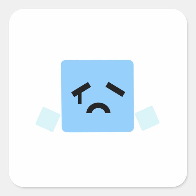 Sad cube cyan jsab square sticker (Front)