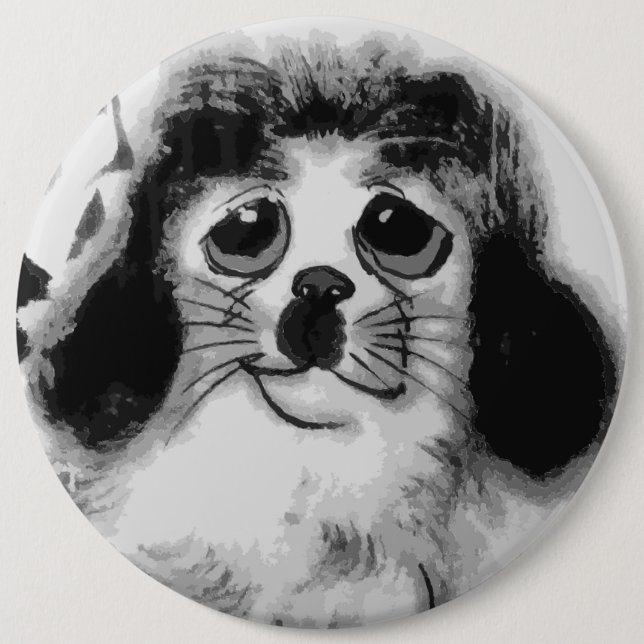 SAD DOG 6 CM ROUND BADGE (Front)