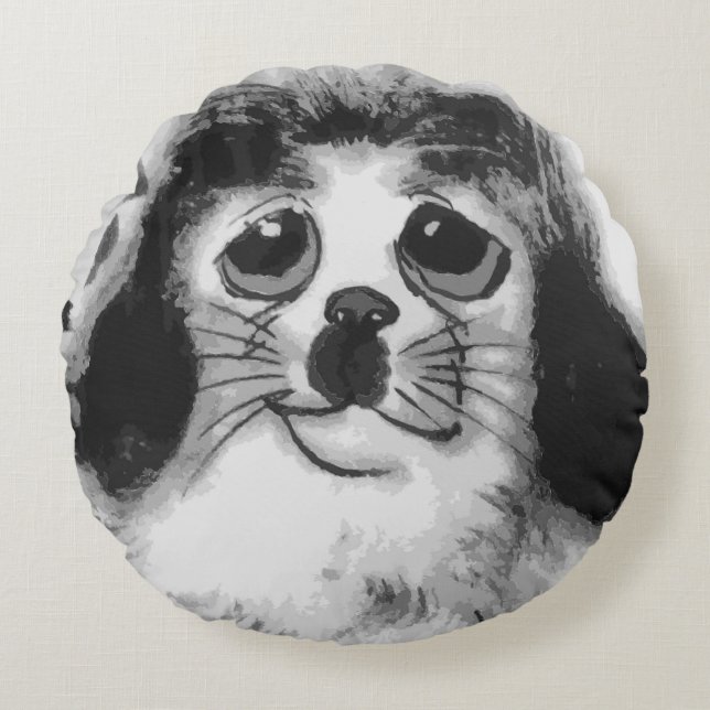 SAD DOG ROUND CUSHION (Front)