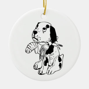 Sad Dog With Broken Leg Ceramic Tree Decoration