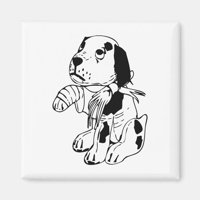 Sad Dog With Broken Leg Magnet (Front)