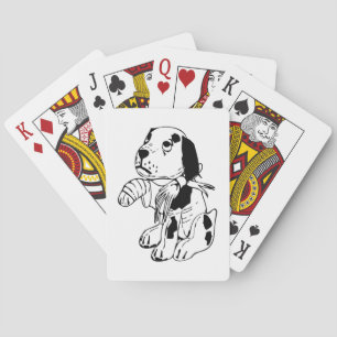 Sad Dog With Broken Leg Playing Cards