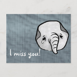 Sad elephant postcard