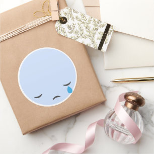 Sad Emoji Classic Round Sticker