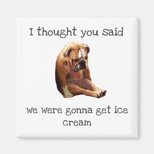 Sad English Bulldog funny ice cream joke Magnet (Front)