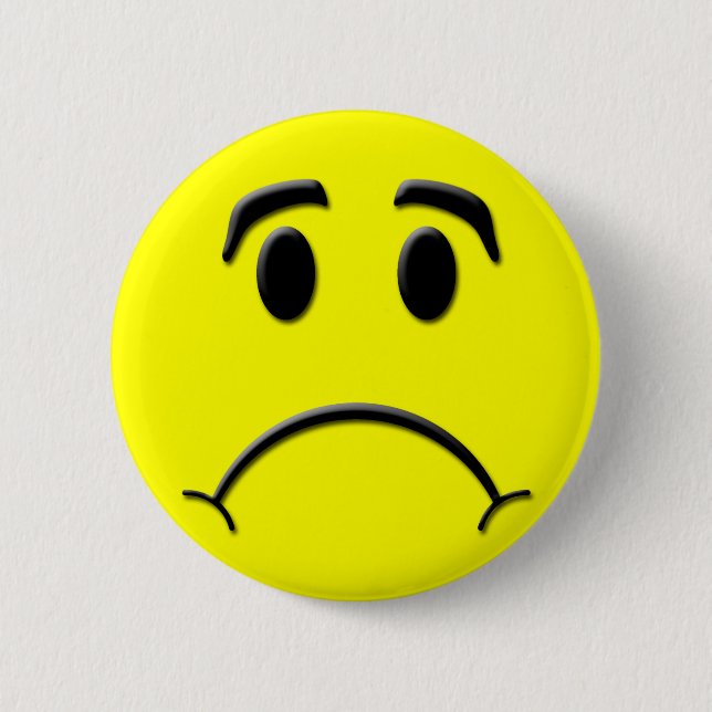 Sad face 6 cm round badge (Front)