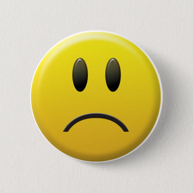 Sad Face 6 Cm Round Badge (Front)