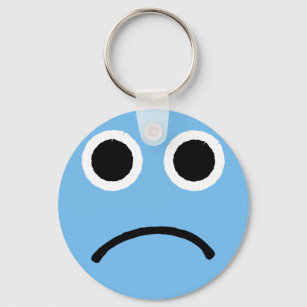 Sad Face Blue Frowning Emoticon Emoji Key Ring