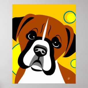Sad face Boxer Dog Art Poster