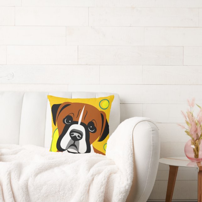 Sad Face Boxer Dog Cartoon Cushion (Couch)
