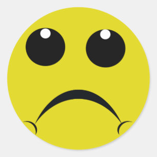 sad face classic round sticker