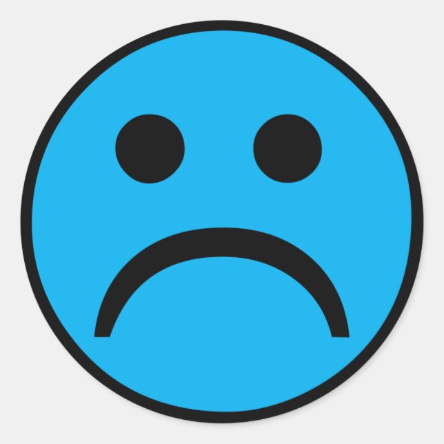 Sad face classic round sticker (Front)