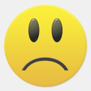 Sad Face Classic Round Sticker