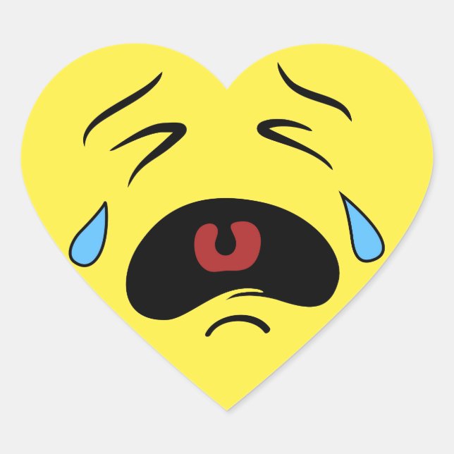 Sad Face Emoji Heart Sticker (Front)