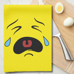 Sad Face Emoji Tea Towel