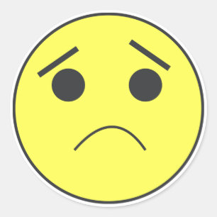 Sad Face Emoticon Mood Classic Round Sticker