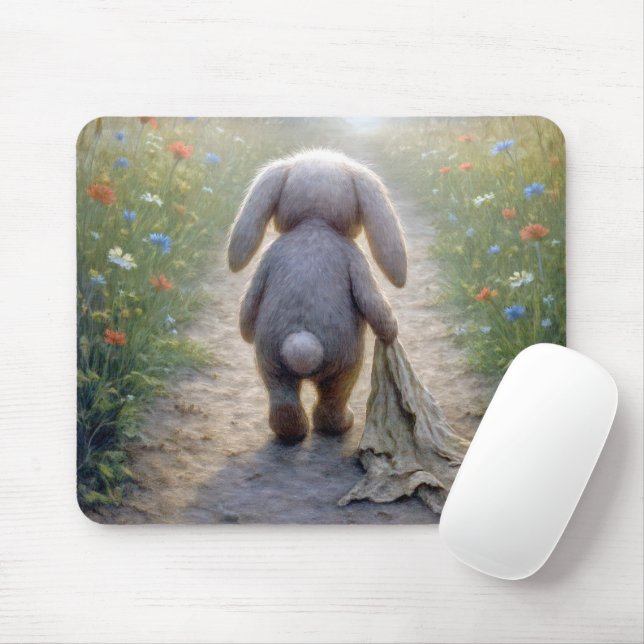 Sad Floppy-eared Rabbit With a Blanket Mouse Pad (With Mouse)