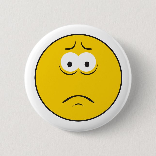 Sad Frowning Face 6 Cm Round Badge (Front)
