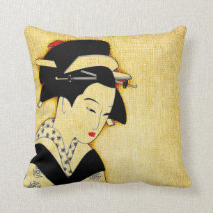 Sad Geisha Soft Yellow Cushion