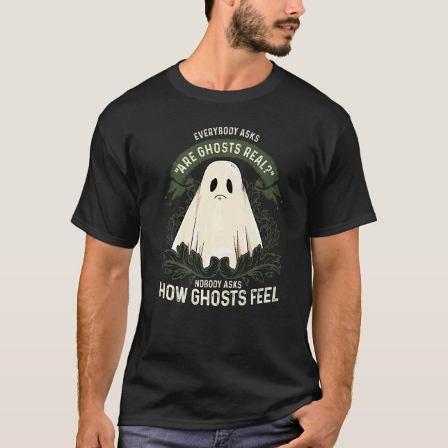 Sad Ghost Sheet Ghost  Paranormal Ghost Hunting Sp T-Shirt (Front)