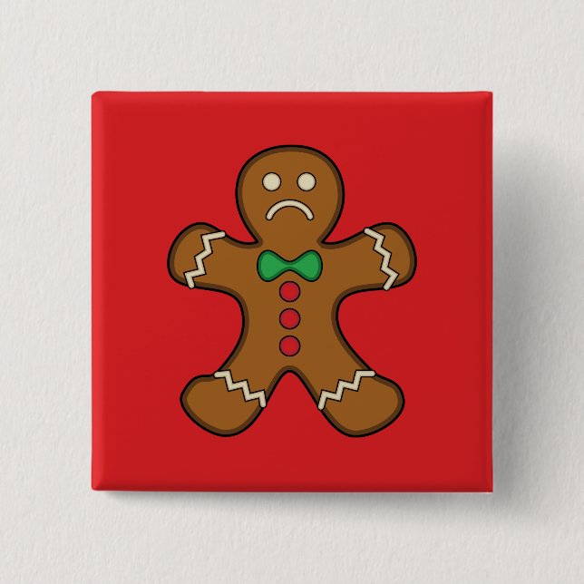 Sad Gingerbread Man 15 Cm Square Badge (Front)