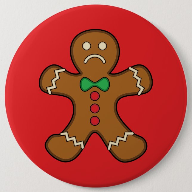 Sad Gingerbread Man 6 Cm Round Badge (Front)