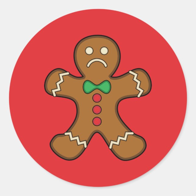 Sad Gingerbread Man Classic Round Sticker (Front)