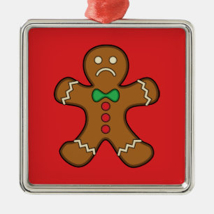 Sad Gingerbread Man Metal Ornament