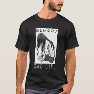Sad Girl Anime Aesthetic Vaporwave Japanese Otaku  T-Shirt