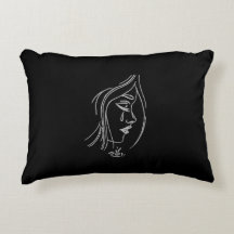 Sad Girl Pillow in Black