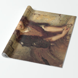 Sad Girl With a Dead Goldfinch Bird (Pet Sympathy) Wrapping Paper