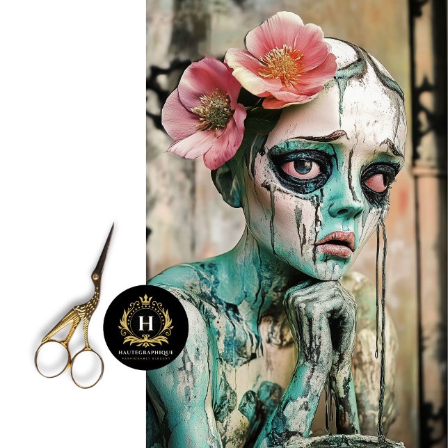 Sad Gothic Gargoyle with Floral Crown Decoupage Tissue Paper (Creator Uploaded)