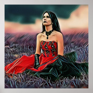 Sad Gothic Girl Sitting Outside Poster