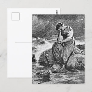 Sad Gothic Woman Vintage Sympathy Art Illustration Postcard