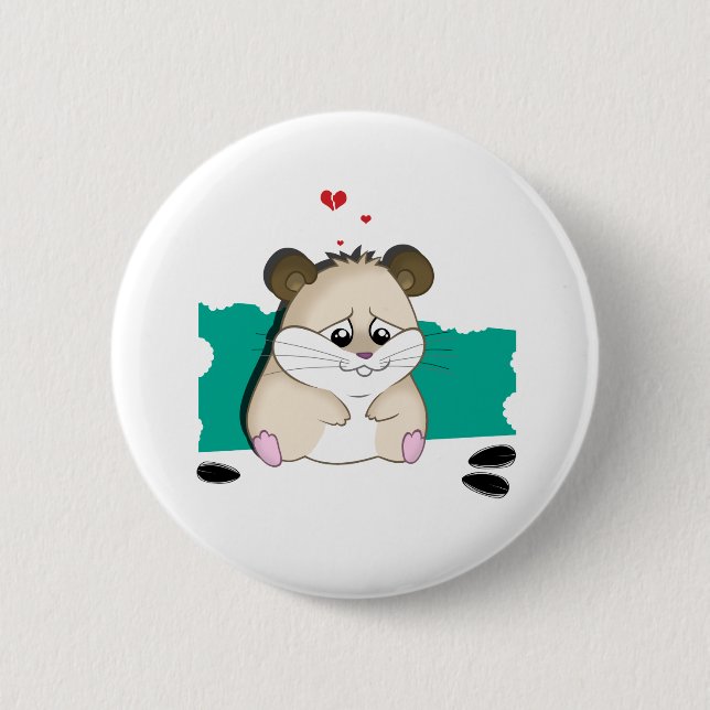 sad hamster 6 cm round badge (Front)