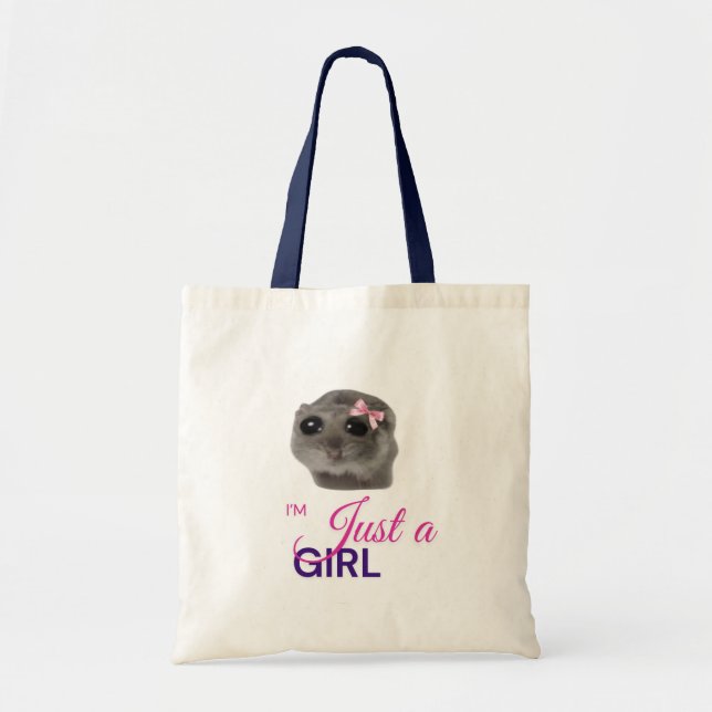 sad hamster just a girl tote bag (Front)