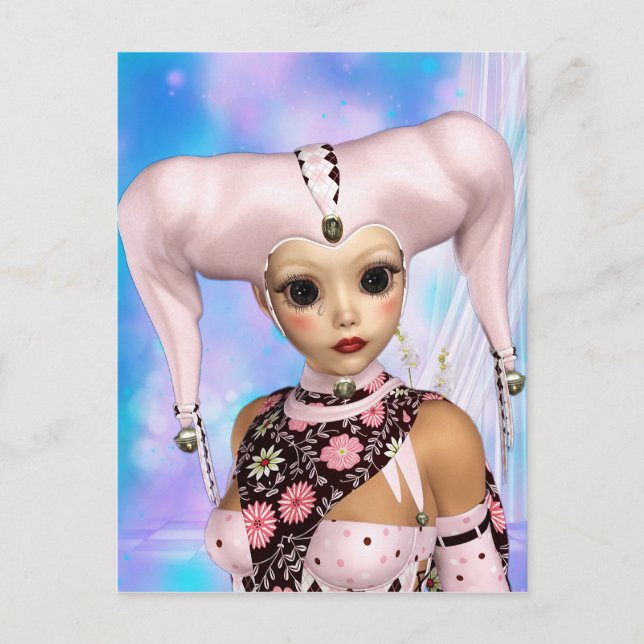Sad Harlequin Doll Postcard (Front)