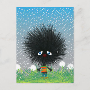 sad hedgehog postcard
