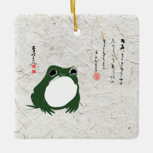 Sad Japanese Frog Toad 19th Century  Ceramic Ornament