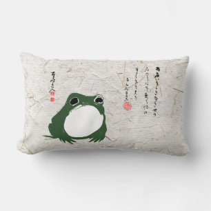 Sad Japanese Frog Toad 19th Century  Lumbar Cushion