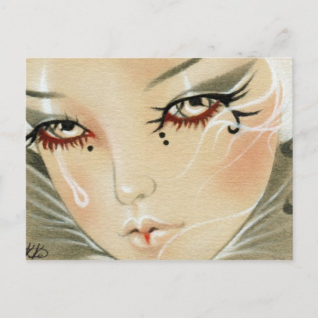 Sad Jester Teardrop Postcard (Front)