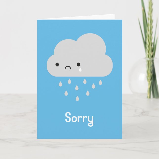 Sad Kawaii Rain Cloud - Sorry Card (Front)