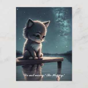 Sad Kitten. Postcard