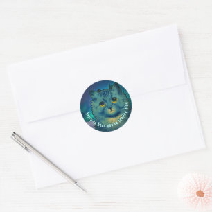 SAD KITTY CAT SYMPATHY BLUE CLASSIC ROUND STICKER