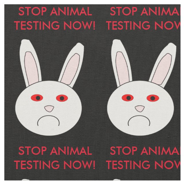 Sad Lab Rabbit Stop Animal Testing Craft Fabric (Close Up)