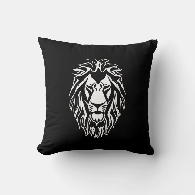 Sad lion black and white decal  cushion (Front)